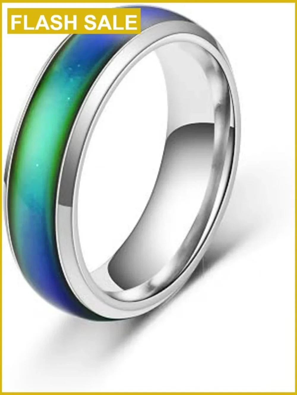 Temperature Sensitive Color Changing Mood Ring Stainless Steel Adjustable Size